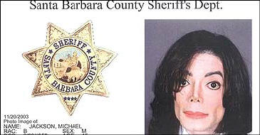A Santa Barbara County Sheriff's Department document showing Michael Jackson's picture and details